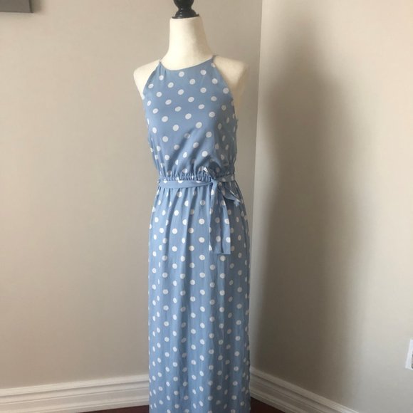 Ann Taylor Blue Polka Dot Maxi Dress - Picture 4 of 8